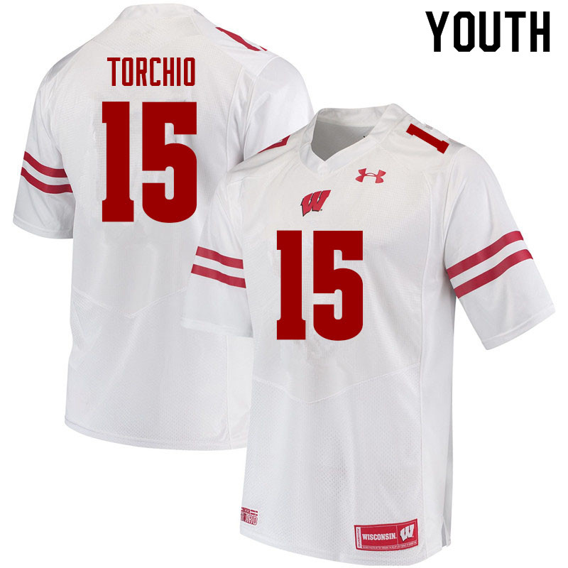 Wisconsin Badgers Youth #15 John Torchio NCAA Under Armour Authentic White College Stitched Football Jersey NX40O33CV